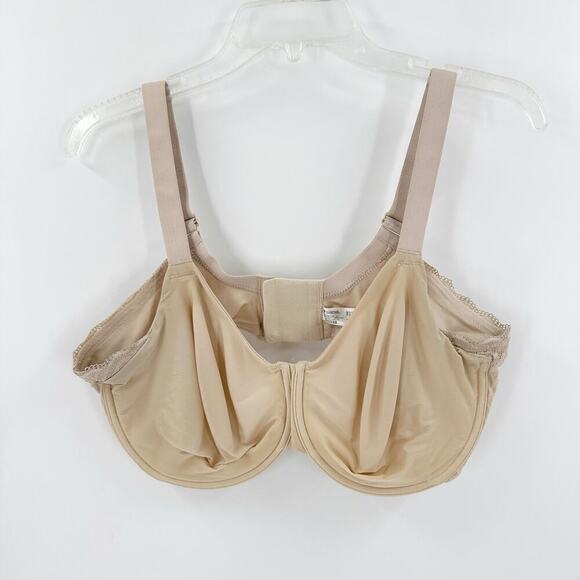 Wacoal Tan Scallop Lace Trim Ultimate Side Smoother Underwire Bra Size 40DDD - Picture 2 of 9